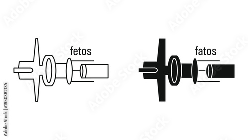 Line Art and Solid Icon Comparison of Pharmaceutical Drug Delivery Syringe Components