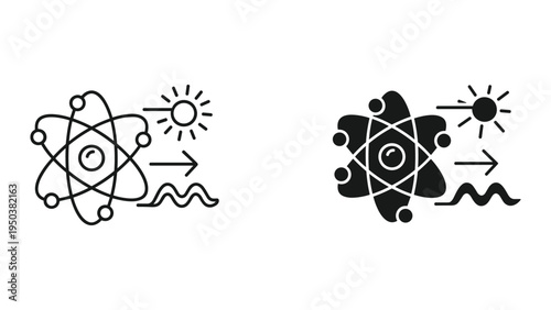 Atomic Interaction with Light and Waves Icon: Quantum Physics, Energy Transfer, Science, Technology