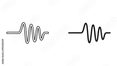 Two simple abstract waveform icons, black lines on a white background, representing sound waves or signals.