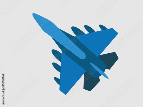 Modern Blue Airplane Vector Illustration Top View Flat Design