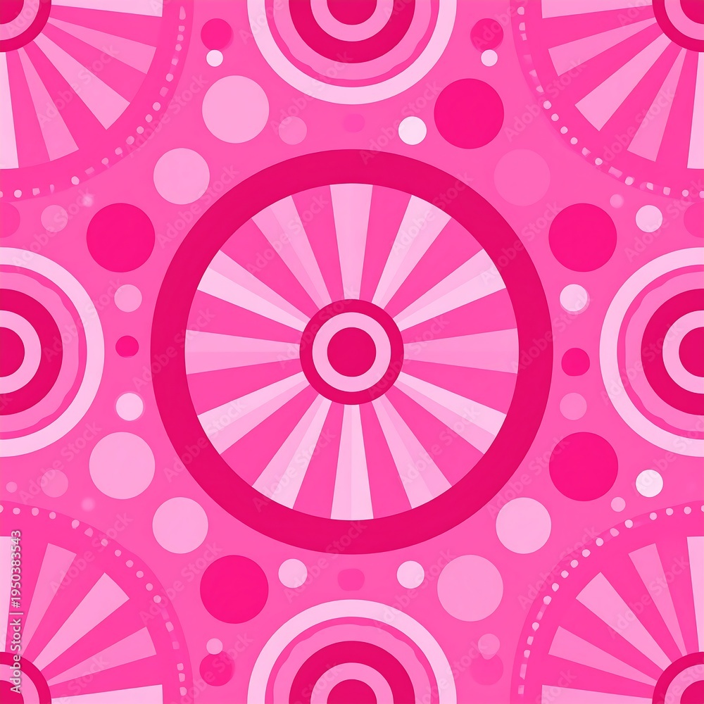 Fototapeta premium Pink circles and radiating lines pattern