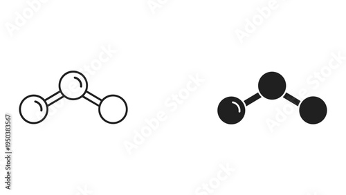 Simple Molecule Icon Set: Line Art and Solid Fill, Chemical Structure, Science Symbols