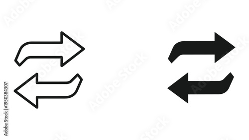 Two Sided Arrow Icon: Outline and Filled, Indicating Exchange, Transfer, or Reverse.