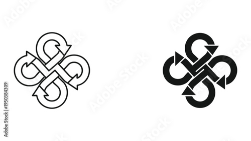 Interconnected Arrows Symbol: Infinity, Cycles, Process Flow, and Connectivity Icons
