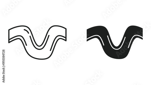 Wavy Road Icon Set: Line Art and Silhouette for Navigation and Travel Concepts