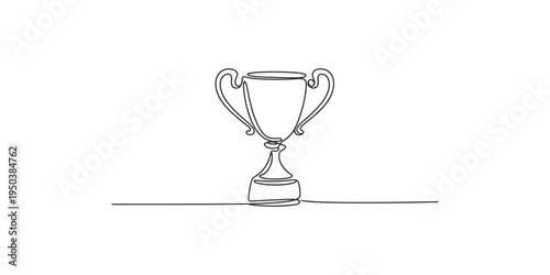 A simple line drawing of a trophy cup with two handles on a base award