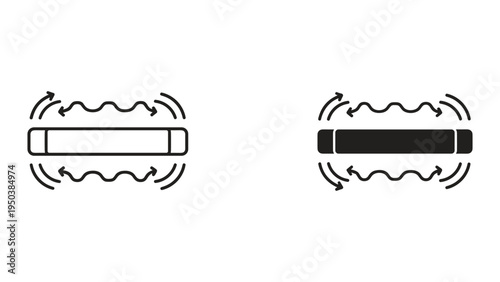 Line and Solid Icons Showing Radiation, Waves, or Energy Emanating from a Cylinder