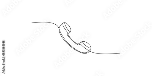 Continuous line drawing of a telephone receiver on a cord phone one illustration communication device