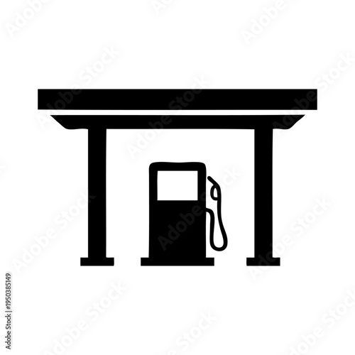 black gas pump icon under shelter