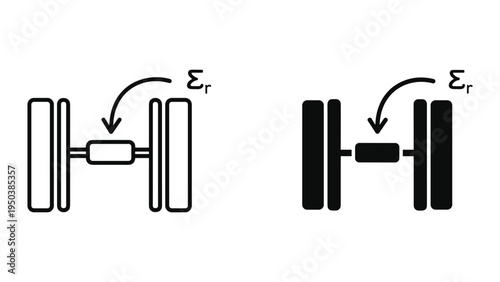 Dual illustration comparing dielectric constant with arrow and symbol