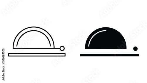 Protractor and Pointer Icon Set: Outline and Solid Fill for Measurement and Geometry