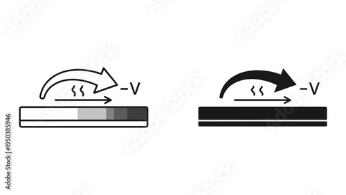 Negative Voltage and Current Flow Icon - Electrical Engineering and Physics Concepts
