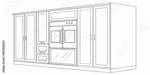 Modern kitchen design with integrated appliances and ample storage space.