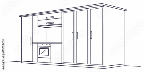 Modern kitchen cabinets with integrated appliances and storage solutions