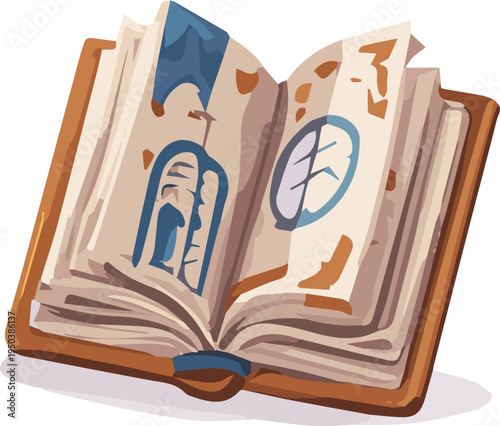 Fantasy Spell Book Icon – Magic Wizard Grimoire, RPG Game UI Illustration