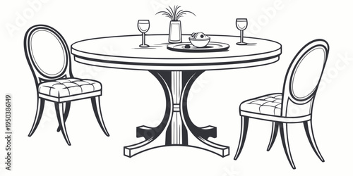 Elegant dining setup with a round table and two chairs