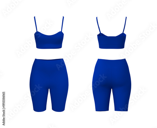 Women’s Cropped Sports Bra and short leggings set Mockup for Yoga, Gym, and Fitness Mockup
