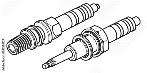 Two different types of spark plugs with various electrode designs and thread lengths