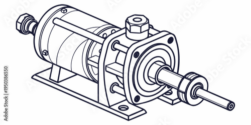 A detailed illustration of an industrial electric motor with visible components and mounting base
