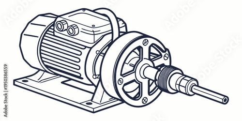 A detailed illustration of an industrial electric motor with a shaft.