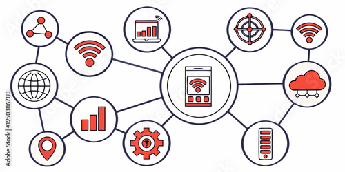 Illustration of interconnected devices and their security vulnerabilities in a network