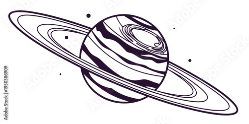 A detailed illustration of a planet with rings, possibly saturn, in space