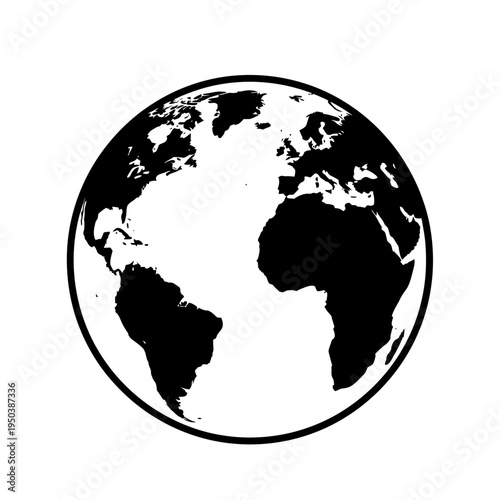 A 3d vector illustration of a global earth sphere map featuring world continents like Europe, Asia, and North America across the land and ocean in a space concept on a black background