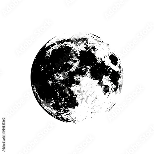 Isolated black and white 3d illustration of a global earth planet sphere featuring an abstract world map and atmosphere against a dark space background
