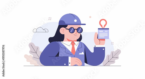 Character in hard hat holds a card with a lightbulb