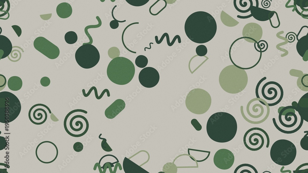 Fototapeta premium Green and beige abstract shapes pattern.