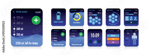 Fitness Hydration Tracker Smartwatch Mobile App UI No.29