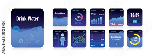 Hydration Tracking Smartwatch App UI Screen Collection No.27