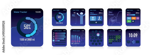 Smartwatch Water Intake Monitoring App UI Layout No.30