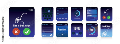 Daily Hydration Progress Tracker Smartwatch UI Screens No.31