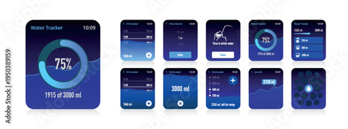 Hydration Reminder Smartwatch Health App UI Set No.33
