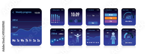 Smartwatch Fitness Hydration Monitor Interface Design No.35
