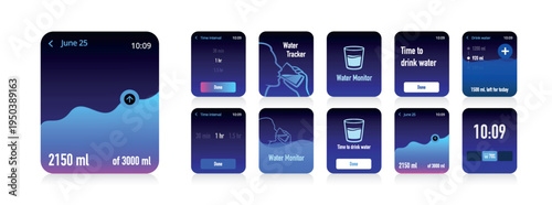 Drink Water Tracking Smartwatch App Dashboard Screens No.34