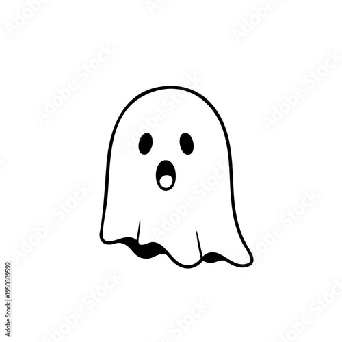 A simple cartoon ghost with surprised expression.