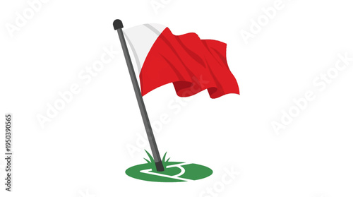 Red and white corner flag waving on the green pitch, perfect for football and world cup discussions