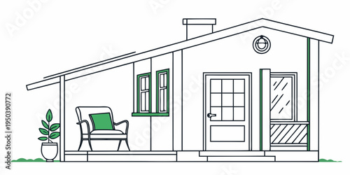 A charming single-story house with a carport and a cozy outdoor seating area