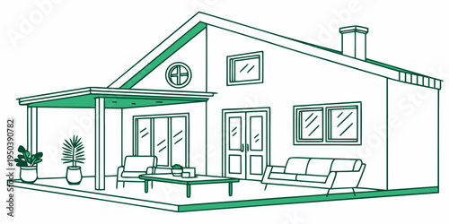 A charming suburban home with a welcoming porch and comfortable outdoor furniture.