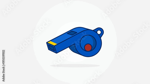 Dynamic blue whistle icon, a compelling symbol for officiating and coaching the thrilling global football world cup, perfect for game-day watching and sports event illustrations