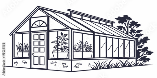 A serene greenhouse filled with lush plants and natural sunlight.