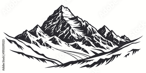 Majestic mountain peak standing tall against the clear sky with snow-covered slopes.