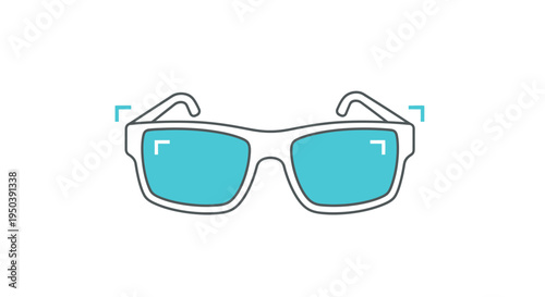 Colorful trendy sunglasses with blue lenses.