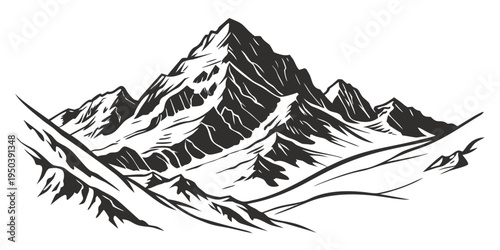 Majestic mountain landscape with snow-capped peaks and a clear sky