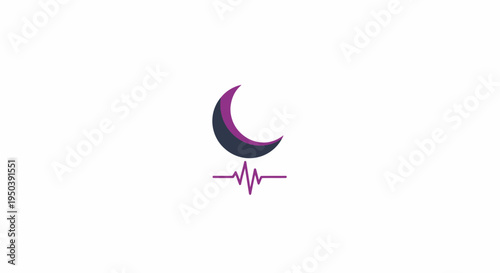 Crescent Moon Heartbeat Symbol Logo.