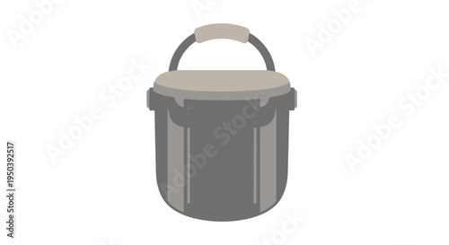 Gray plastic bucket with handle.