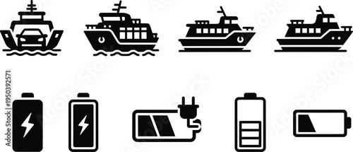 Marine vessel and battery icons for energy storage and power solutions