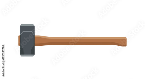 Hammer with wooden handle and head.